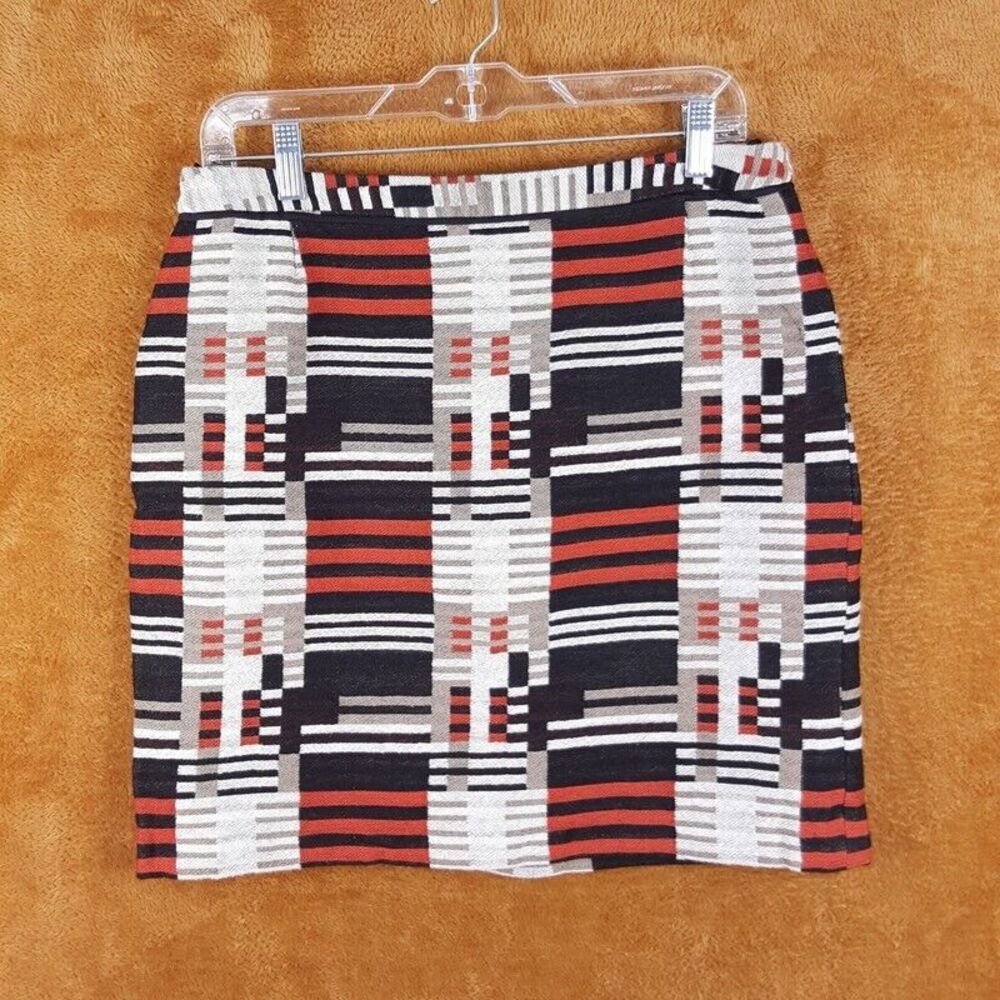 HUGO BOSS Womens Skirt Size 10 Red Black Straight Woven Check Cotton Blend